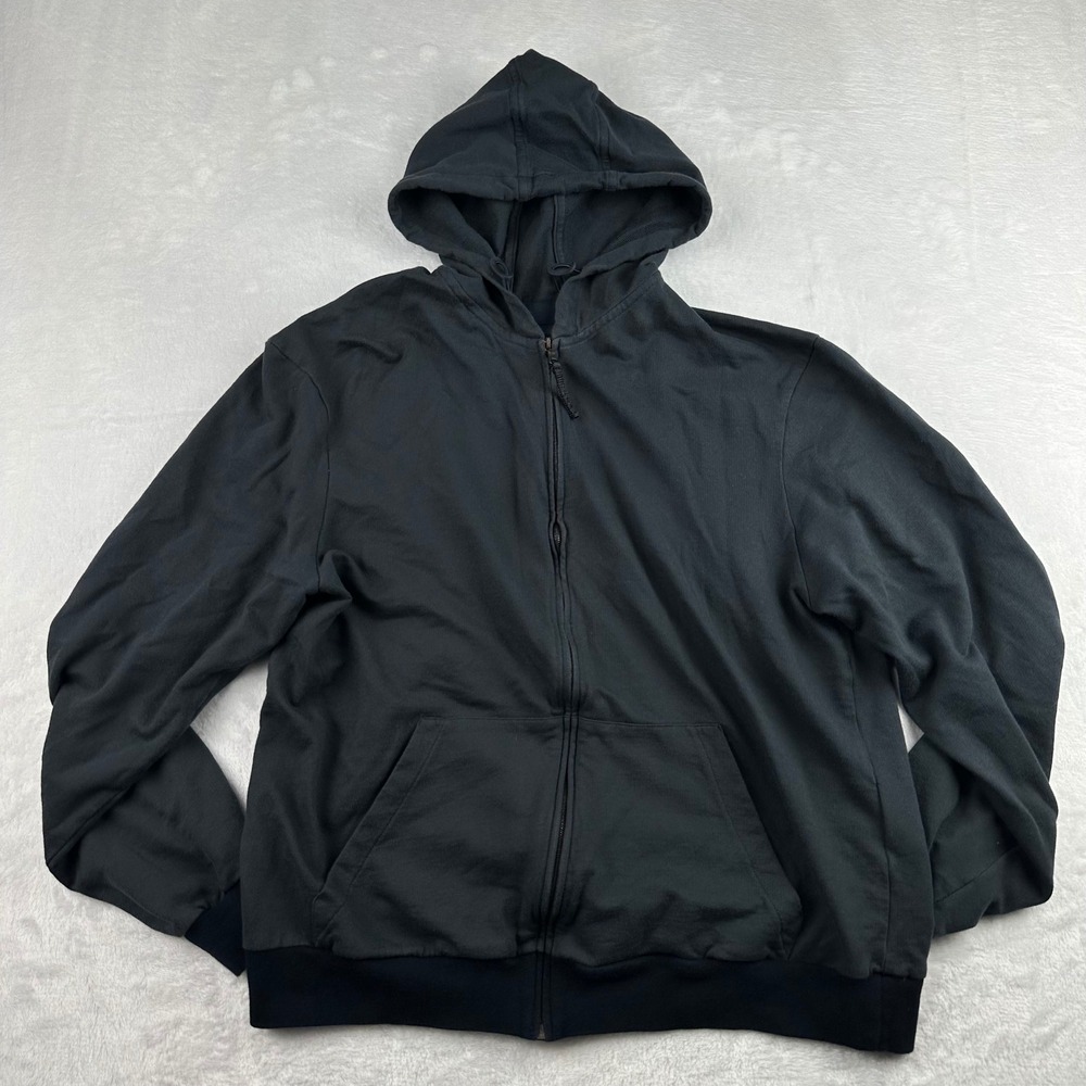 Prada Sport Mens Full Zip Hoodie Black Cotton Fleece 2010 XL Sweatshirt Luxury